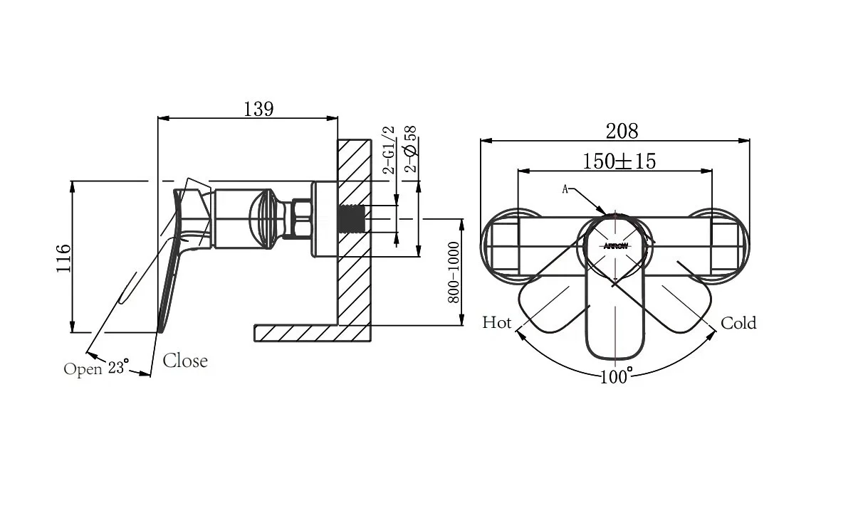Смеситель для душа Arrow AG35ACP, хром