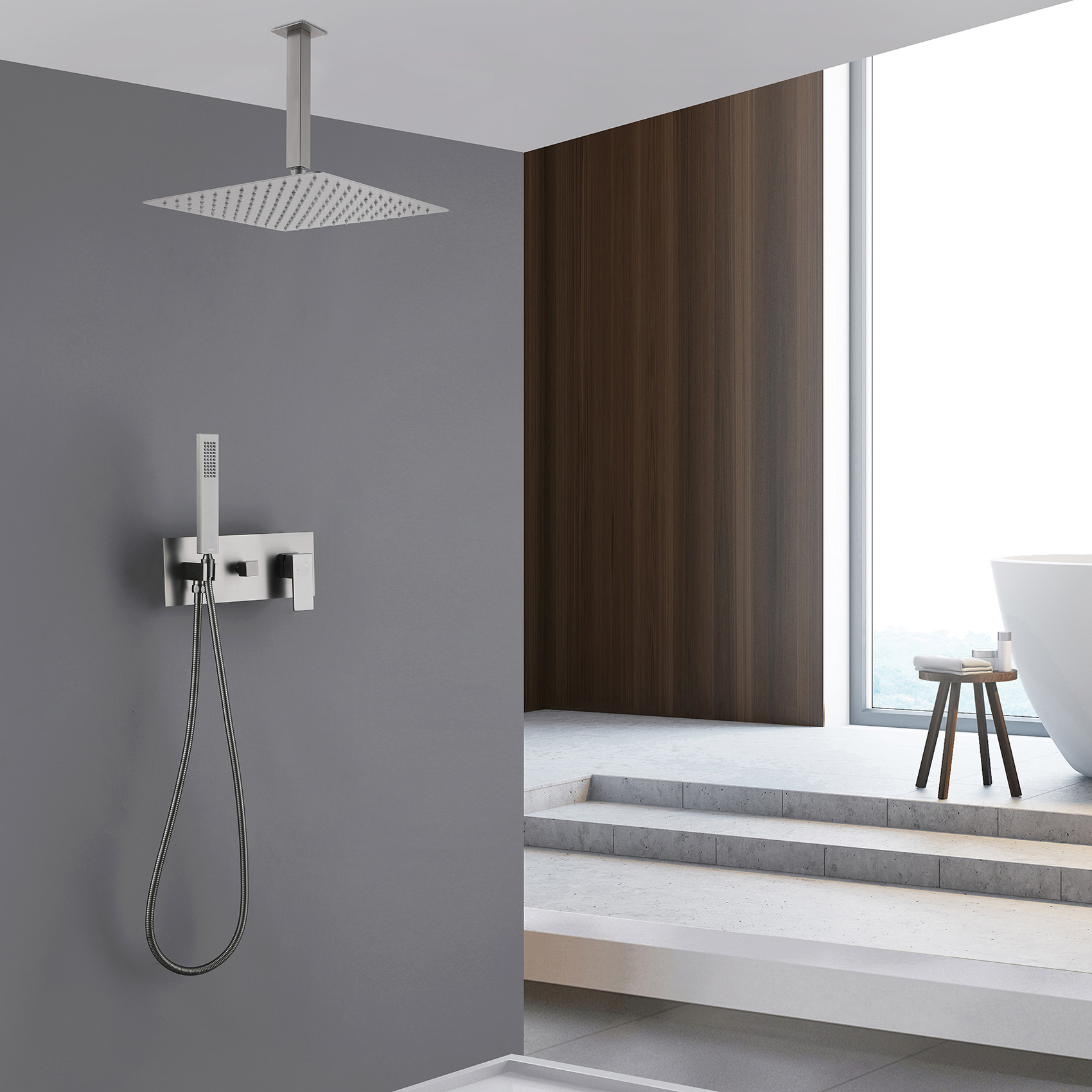 Душевая система ABBER Daheim AF8221SP скрытого монтажа без излива, сатин