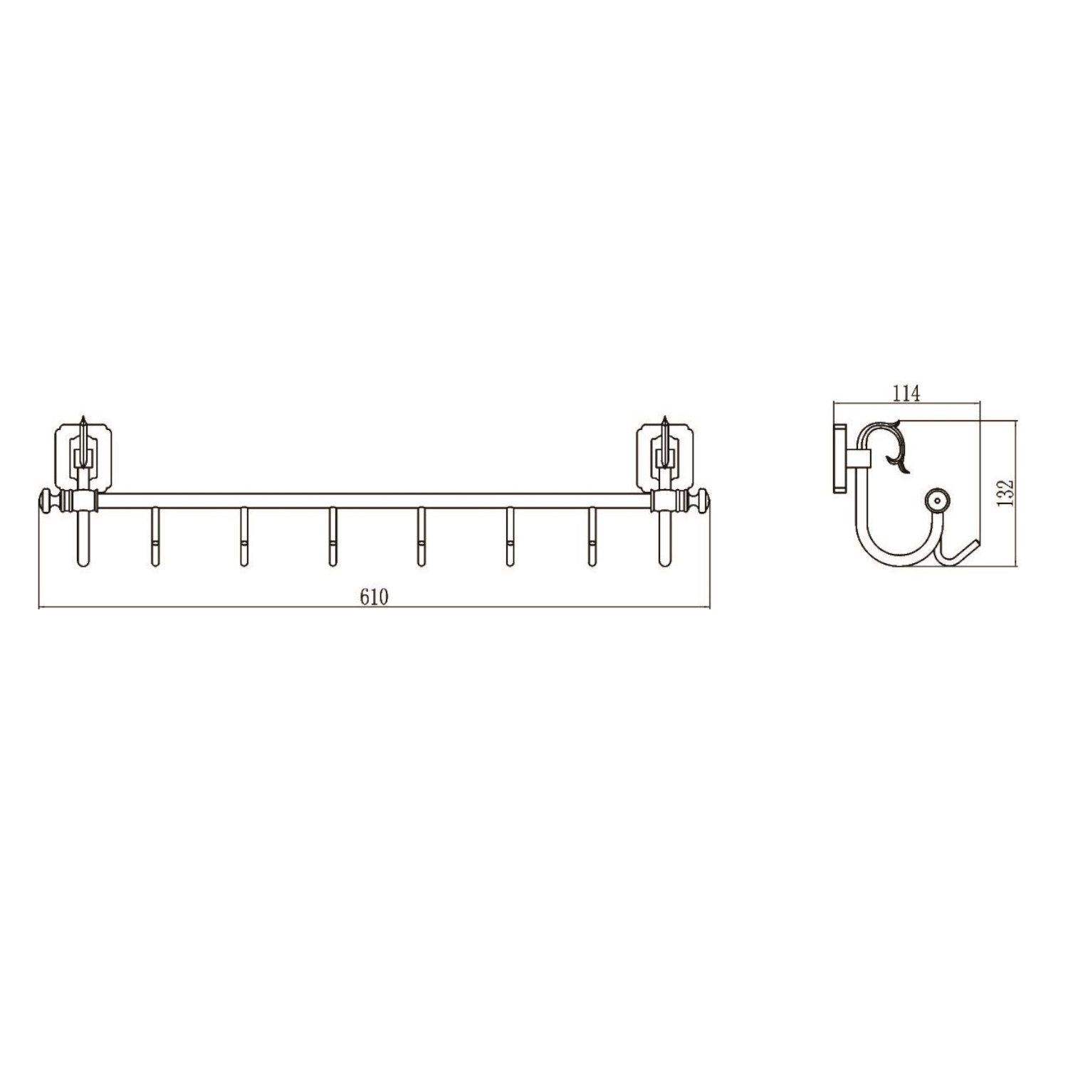 Планка с крючками Savol S-006476, бронза