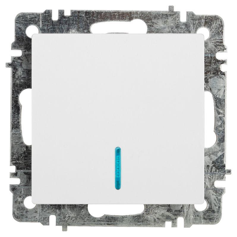 Выключатель 1-кл. СП Accent 6-102-01 10А IP20 250В с подсветкой AL/CU бел. Intro Б0063445