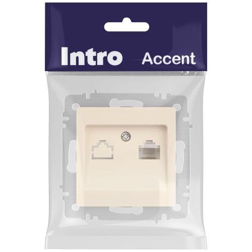 Розетка компьютерная 1-м СП Accent 6-303-02 RJ45 IP20 сл. кость Intro Б0063627