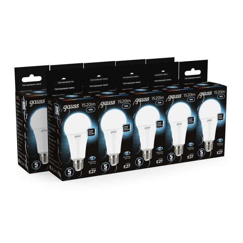 Лампа светодиодная Black 16Вт A60 грушевидная 4100К нейтр. бел. E27 1520лм GAUSS 102502216