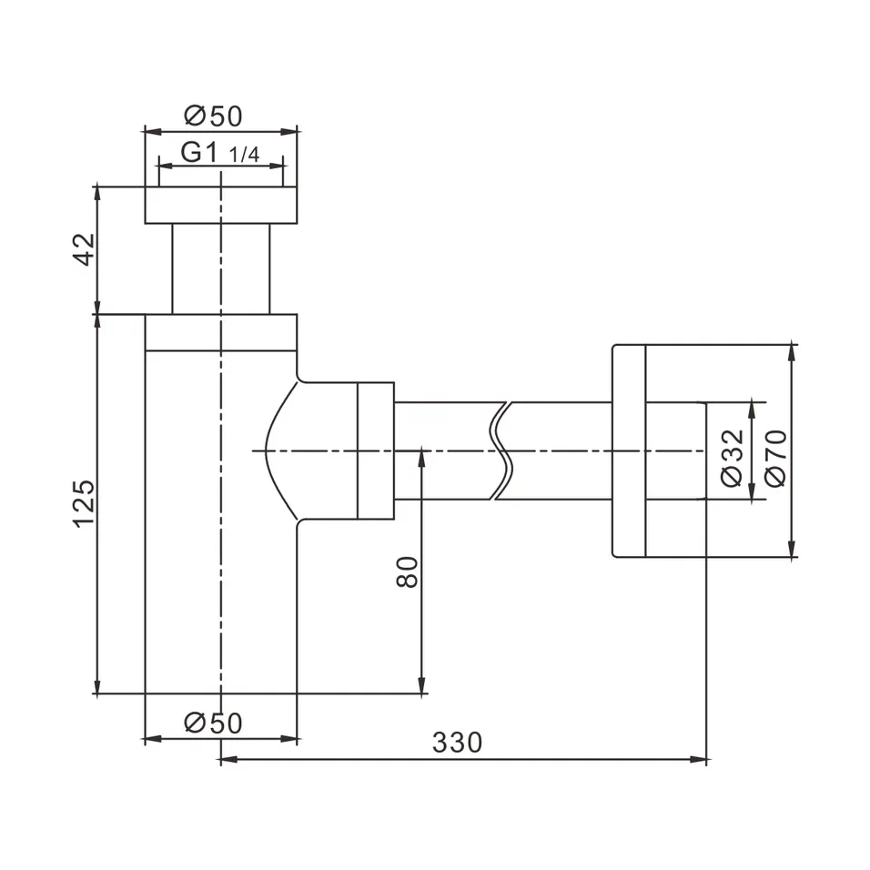 Сифон для раковины Rose RS22, хром