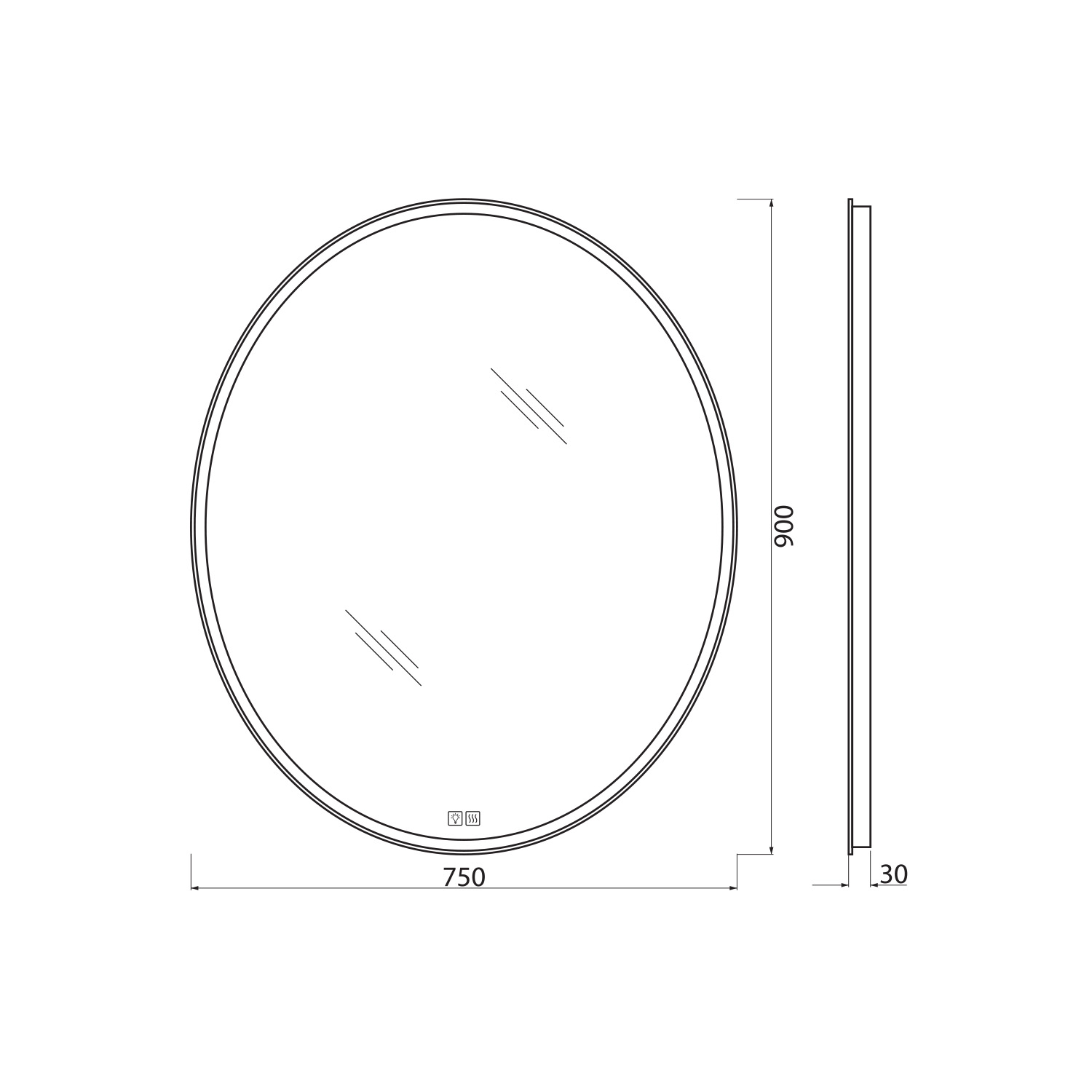 Зеркало BelBagno SPC-VST-750-900-LED-TCH-WARM