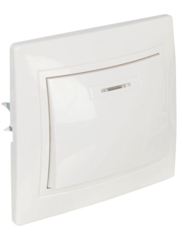 Выключатель 1-кл. СП Кварта 10А IP20 ВС10-1-1-КБ с индикацией бел. GENERICA EVK11-K01-10-DM