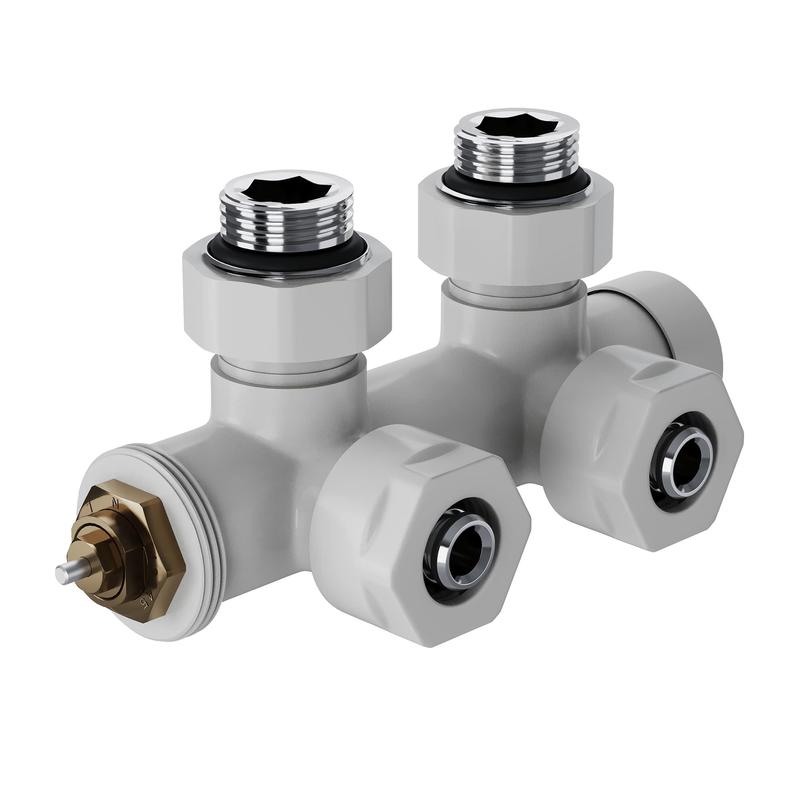 Узел нижнего подключения термостатический угловой Design Pro 15мм М30х1.5 бел. Royal Thermo НС-1646651