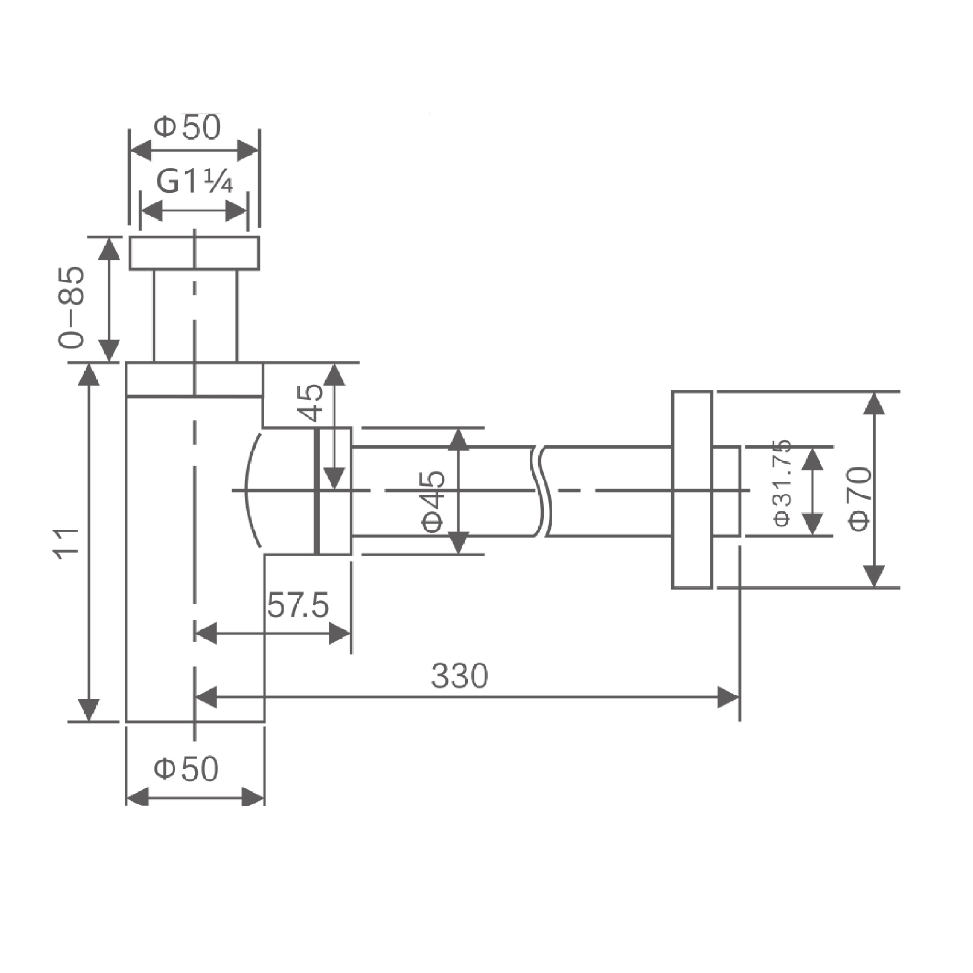 Сифон для раковины Savol S-LSQ01, хром