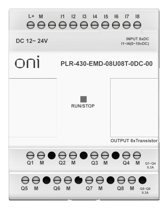 Модуль расширения входов выходов ПЛК 430 4 DI 4 UI (0-10В/DI) 8 TO 24В DC ONI PLR-430-EMD-08U08T-0DC-00