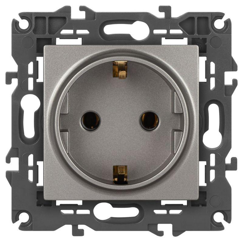 Розетка Elegance 14-2101-16 16А 250В 2P+E Schuko титан Эра Б0065802