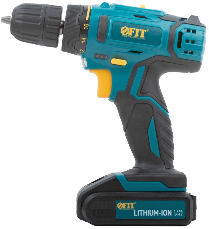 Дрель-шуруповерт аккумуляторная 14.4В 0-400/1450об/мин 23Нм 1 (Li-Ion) 1.3А.ч FIT 80187