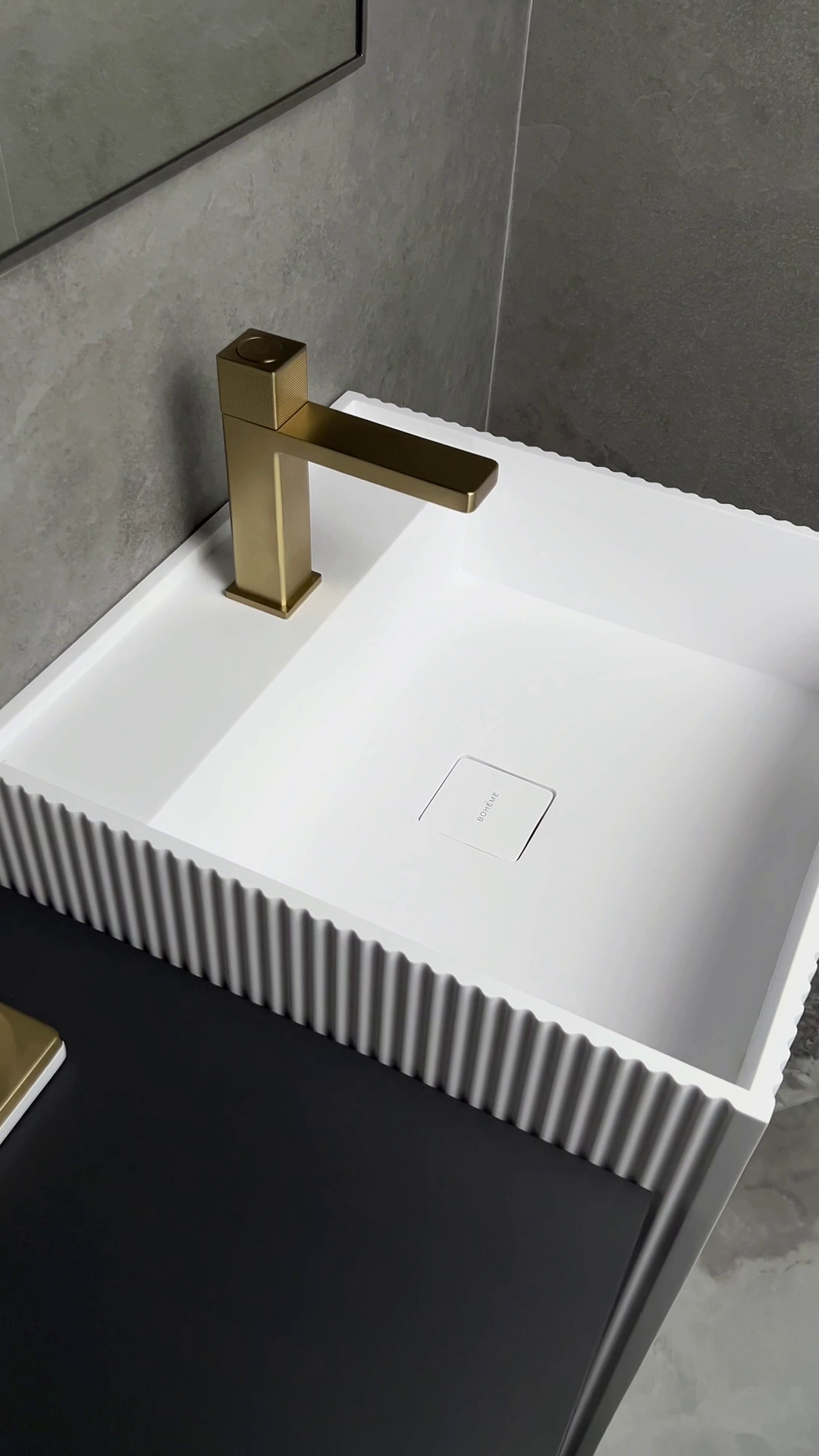 Раковина напольная Cube Corian 480*480*850 Nero Marquina