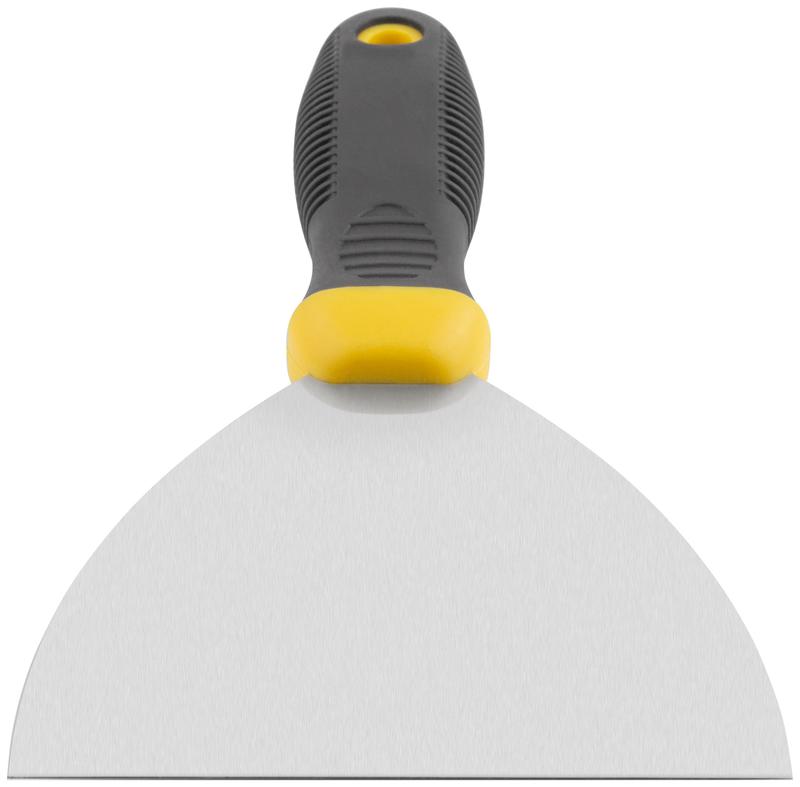 Шпатель нерж.сталь прорезин.ручка 5дюйм (125мм) черн.-желт. FIT 06687