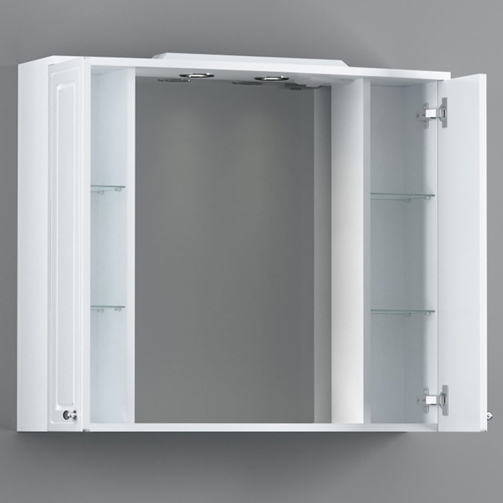 M41MPX0851WG Palace One, зеркало, частично зеркальный шкаф, 85 см, с подсветкой, белый, глянец