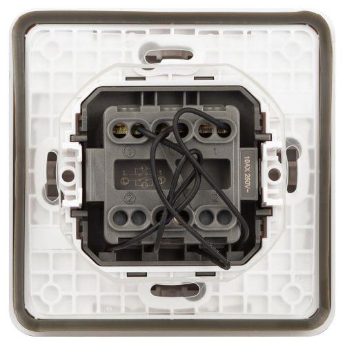 Выключатель Эксперт 11-1525-01 двойн. с подсветкой IP55 10АХ-250В СУ бел. Эра Б0063304