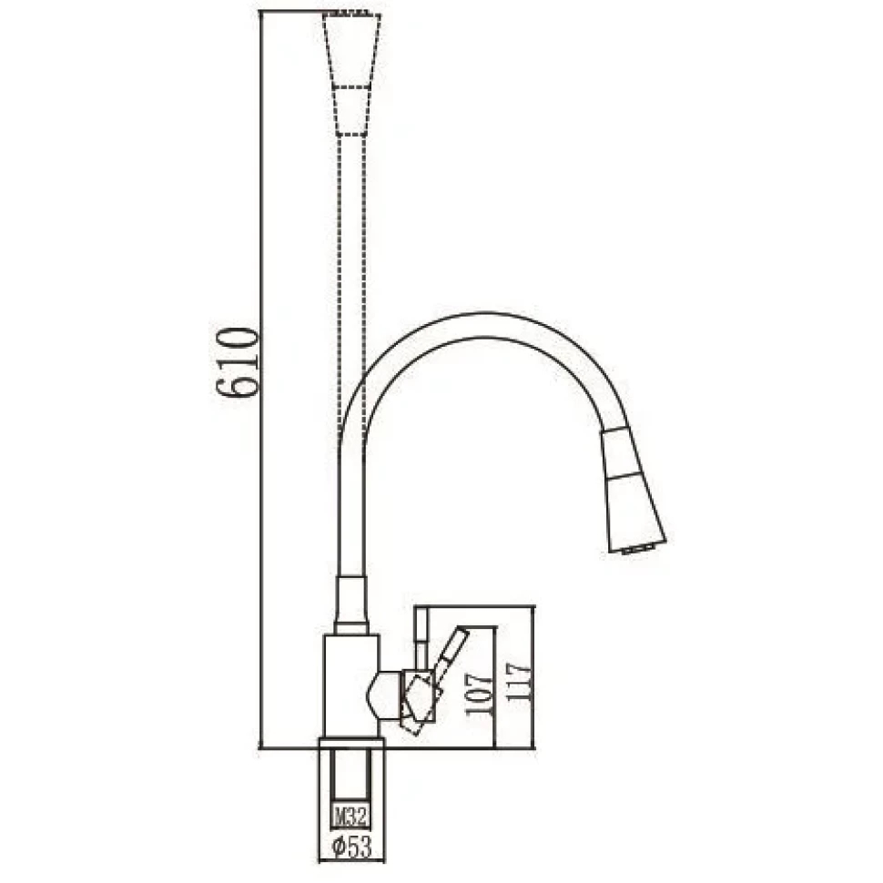 Смеситель для кухни Savol S-3002HM, черный