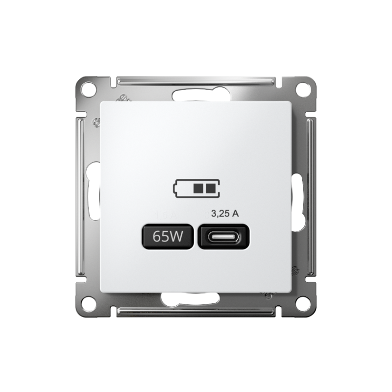 Розетка USB AtlasDesign тип C 65Вт QC PD высокоскор. ЗУ механизм бел. SE ATN000127