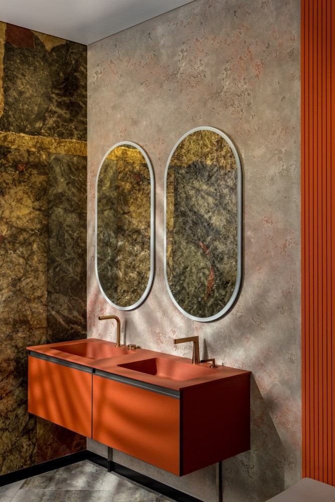 QUATRO 2 140см (70+70) тумба TERRACCOTA профиль ANTHRACITE