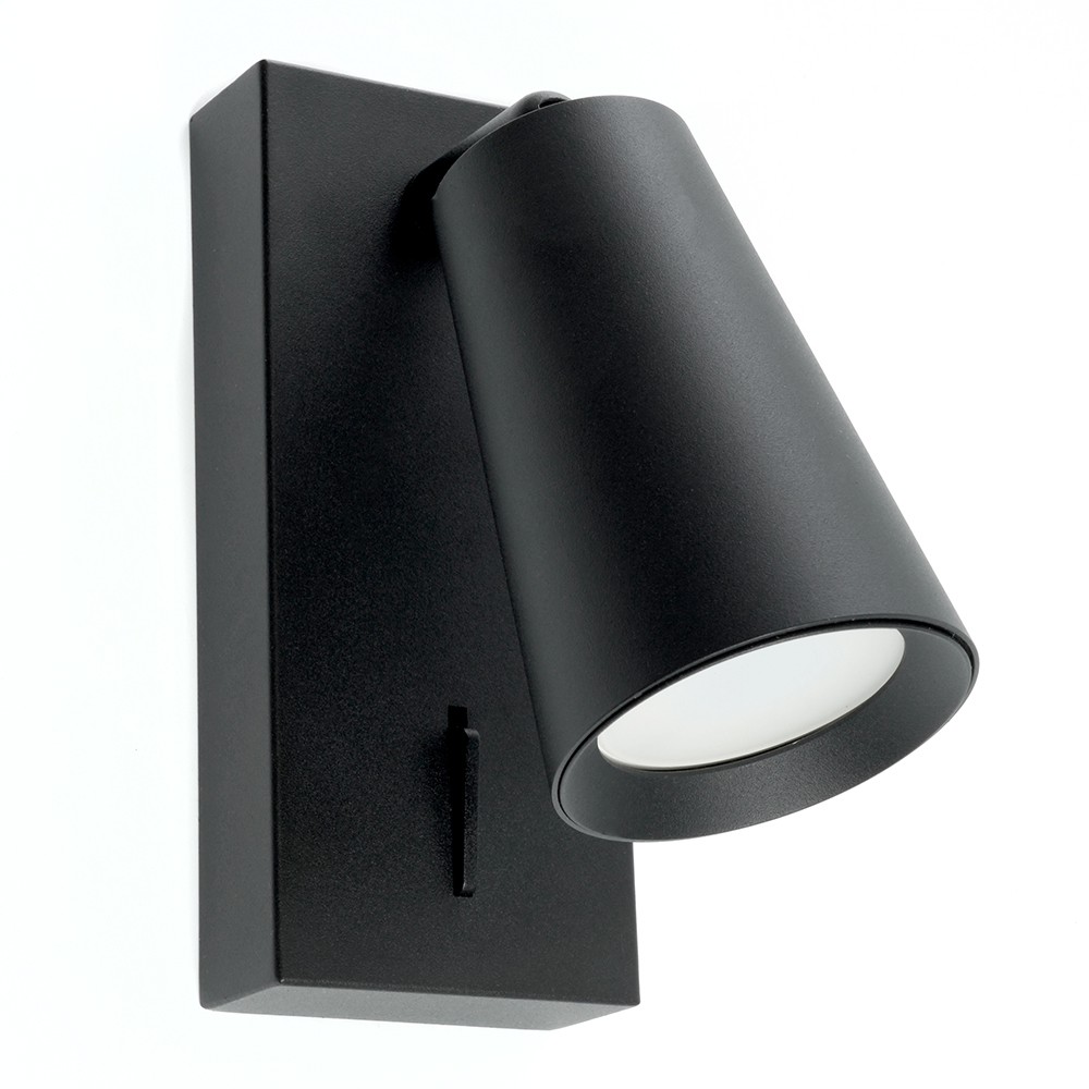 Светильник ДБО GU10 без лампы наклонный с выключателем черный