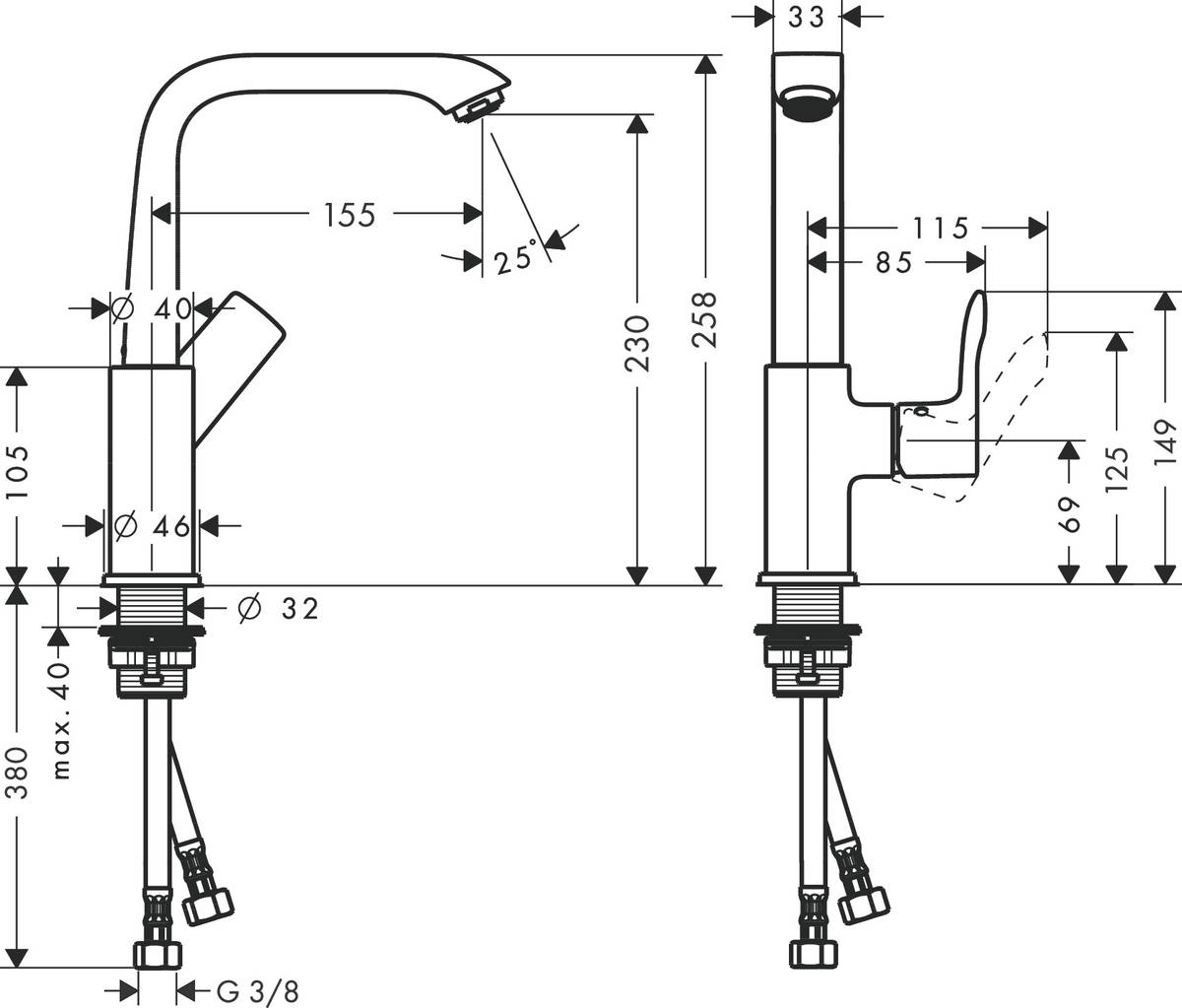 Смеситель Hansgrohe Metris 31081000 для раковины