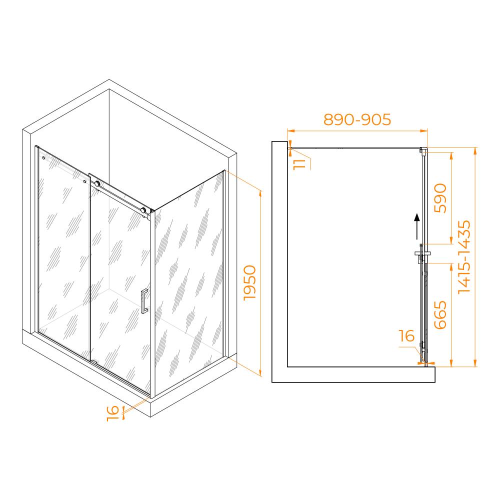 Душевой уголок RGW TO-44-1 (TO-14 + Z-060-2), 020744149-11
