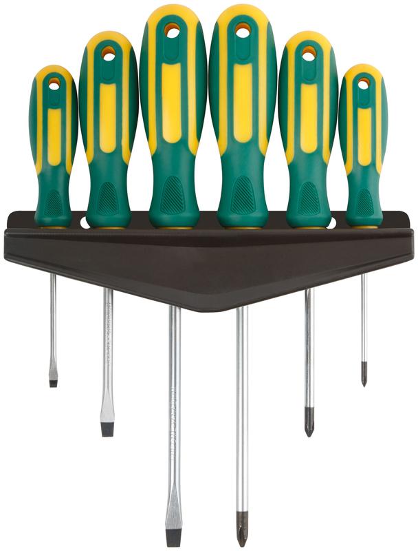 Набор отверток "Контур" CrV сталь прорезинен. ручки магнитный наконечник на держателе 6шт FIT 56036