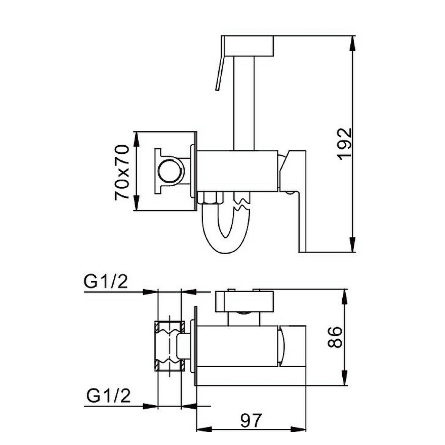 Гигиенический душ со смесителем Splenka S98.52, хром