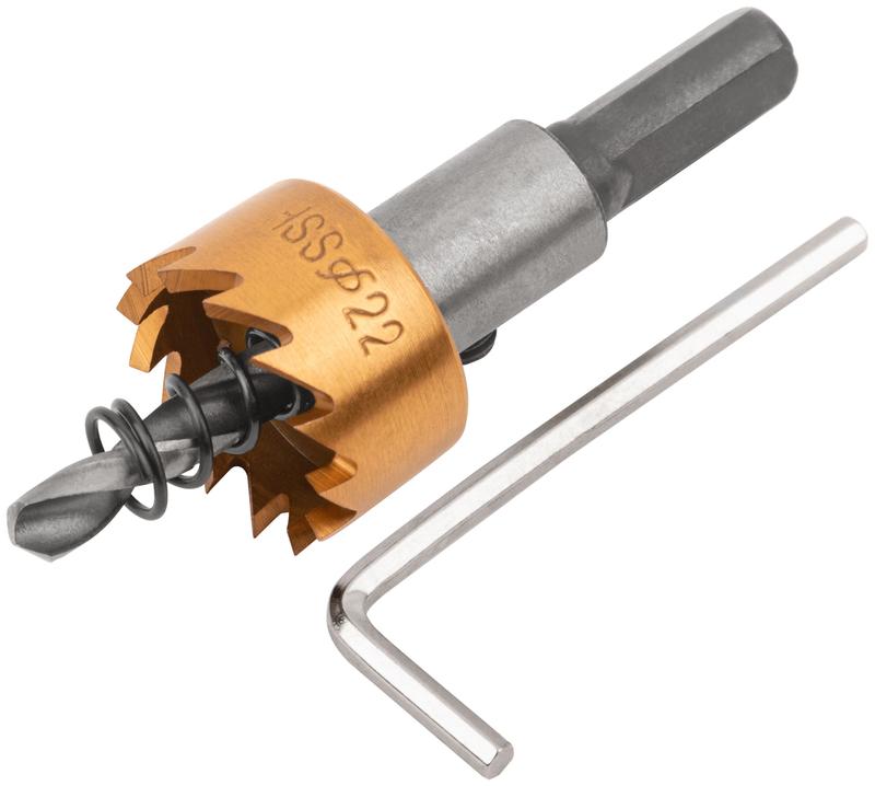 Коронка кольцевая пометаллу HSS сталь титановое покрытие 22мм FIT 36862