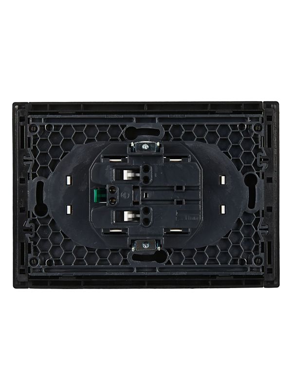 Розетка 2-м СП FORTE&PIANO FP124 16А с заземл. без защ. шторок безвинт. крепл. черн. IEK FP-R21-16-1-K02