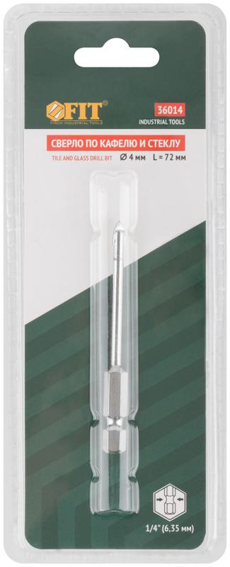 Сверло по кафелю шестигранный U-хвостовик под биту 4мм FIT 36014