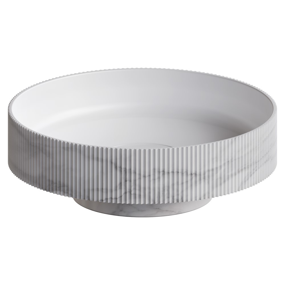 Раковина накладная рифленая SOLE Corian 400*130 Calacatta