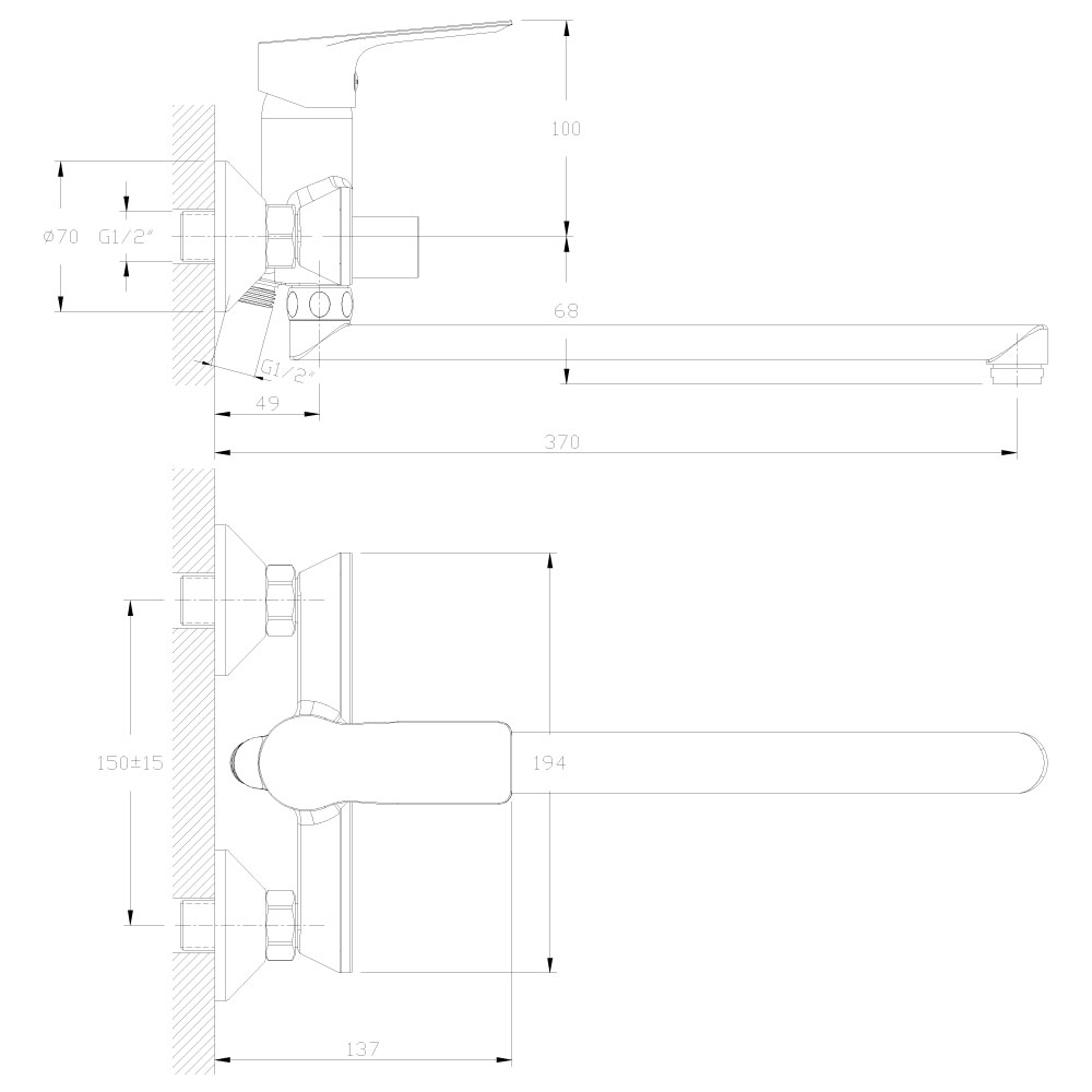 Смеситель для ванны Rossinka RS27 (RS27-33)