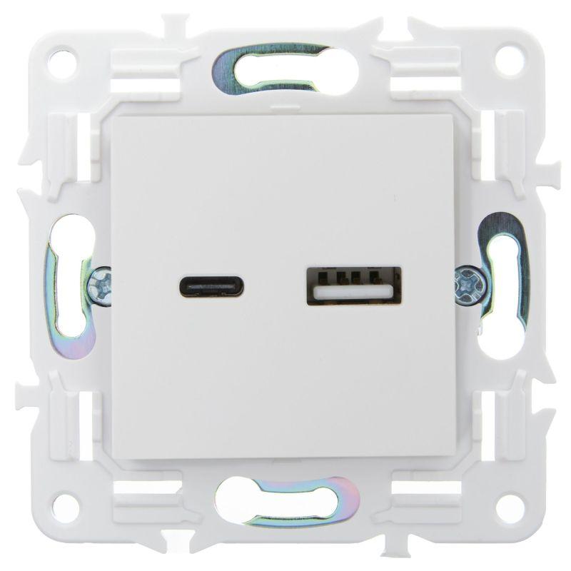 Розетка USB A+C 3.1А SKANDY SK-R14W арктич. бел. IEK SK-U22-D31-K01