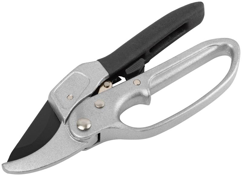 Секатор храповый механизм режущ. кромки встык с наковальней тефл. покр. лезвий алюм. корпус 200мм КУРС 76270