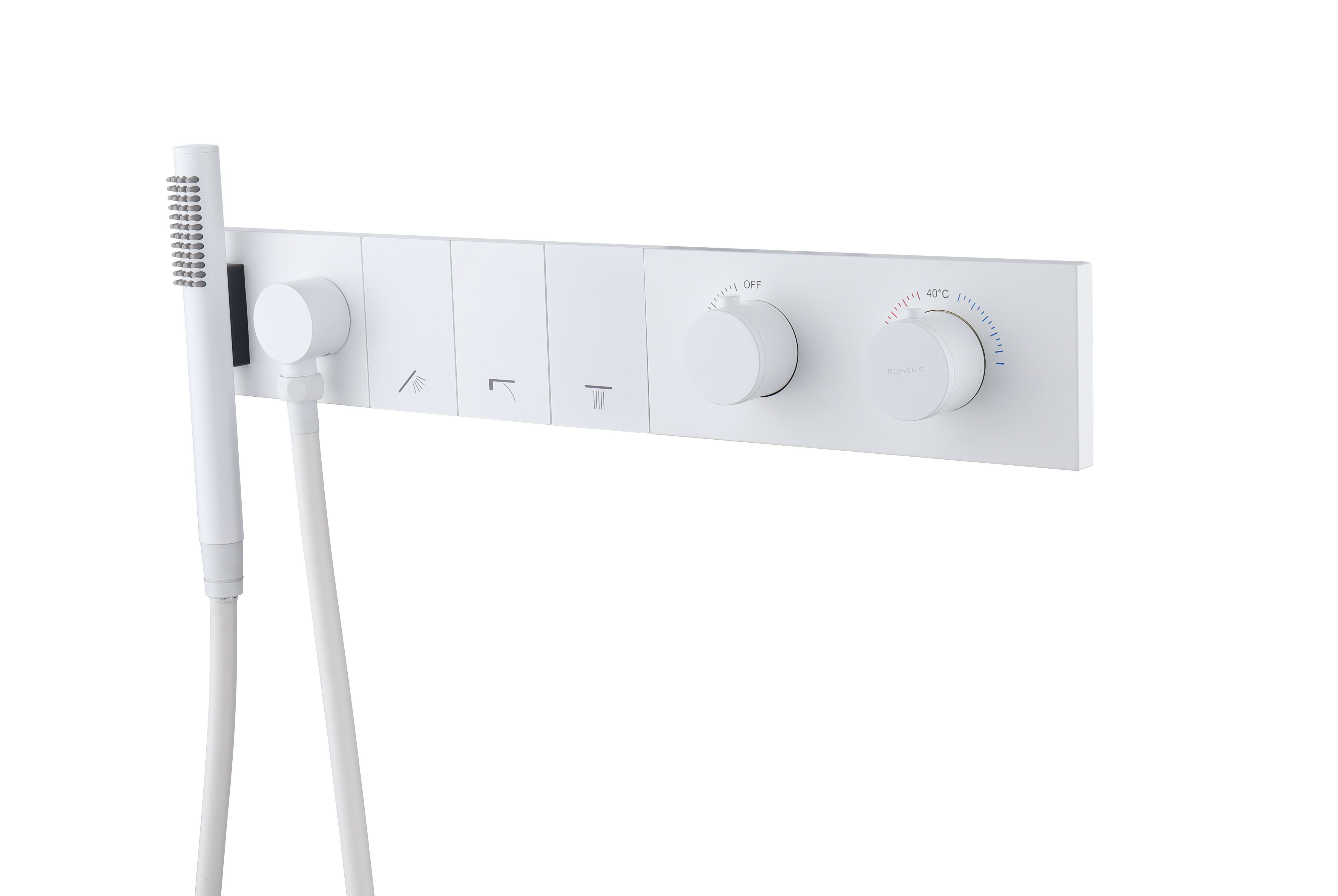 Смеситель ZODIAC THERMO с ручным душем MATT WHITE