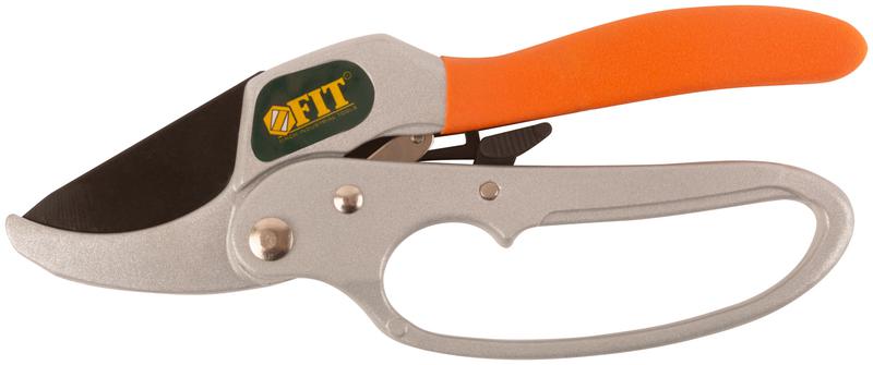 Секатор Профи храп. механизм режущ. кромки встык с наковальней тефл. покр. лезвий алюм. корпус 200мм FIT 77096