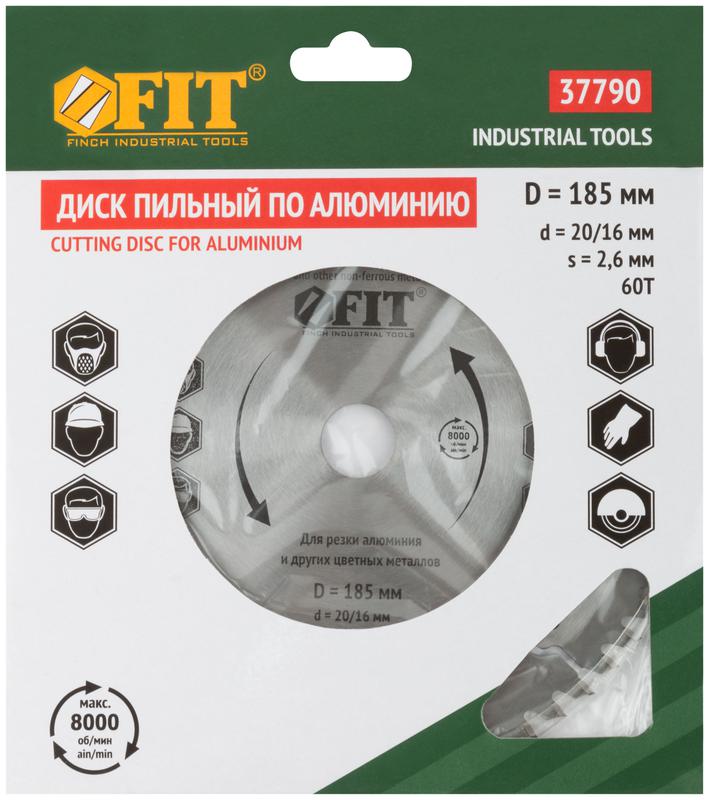 Диск пильный для циркулярных пил по алюм. 185х20/16х60T FIT 37790