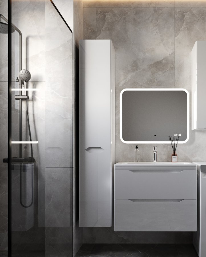 Тумба подвесная "Марелла 70" (2 ящ.) Люкс антискрейтч белый глянец, PLUS