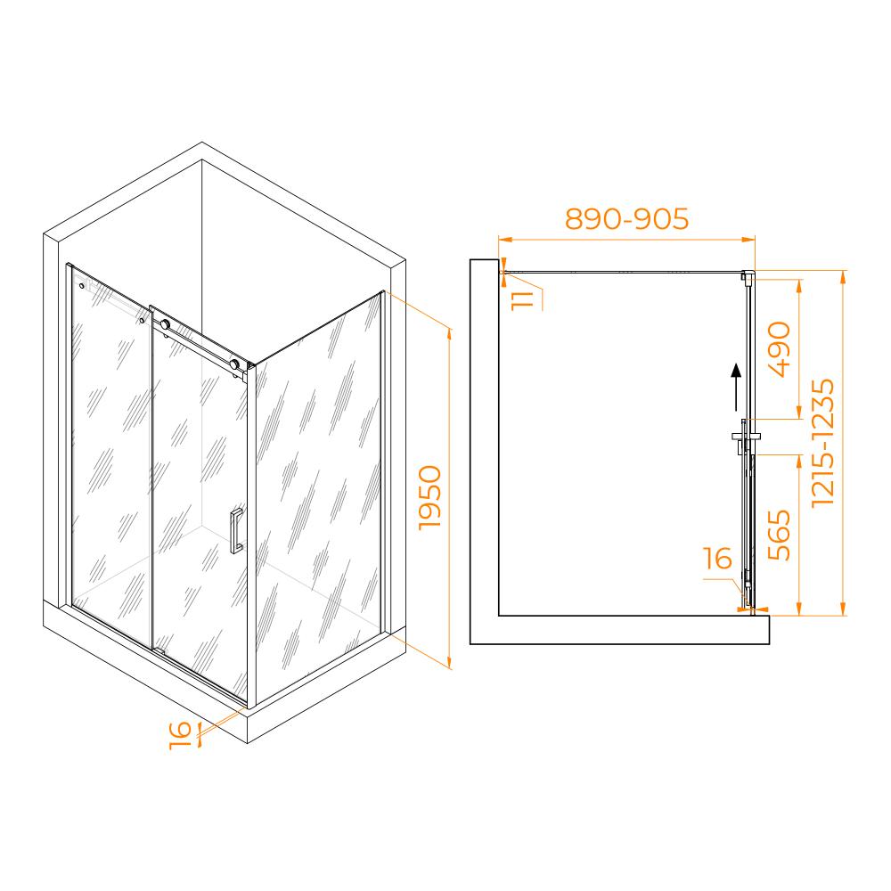 Душевой уголок RGW TO-44-1B (TO-14B + Z-060-2B), 020744129-14
