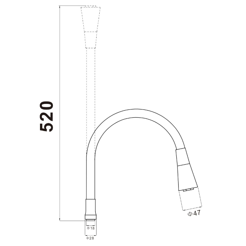Гибкий излив для кухонного смесителя Savol S-MCG-W, белый