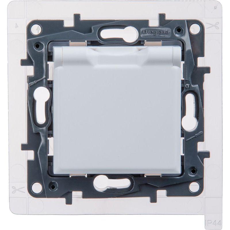 Розетка 1-м Etika 16А IP44 250В с заземл. защ. шторки с крышкой безвинтов. зажимы бел. IEK 672226