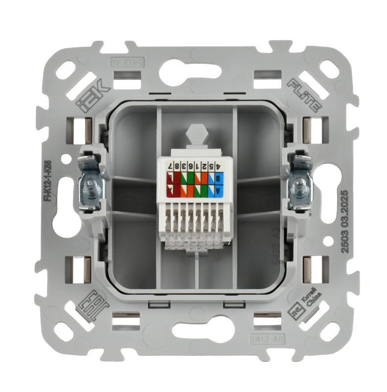 Розетка компьютерная СП FLITE РК5е-1-0-ФлЛ RJ45 кат.5E UTP механизм льняной IEK FI-K12-1-K88