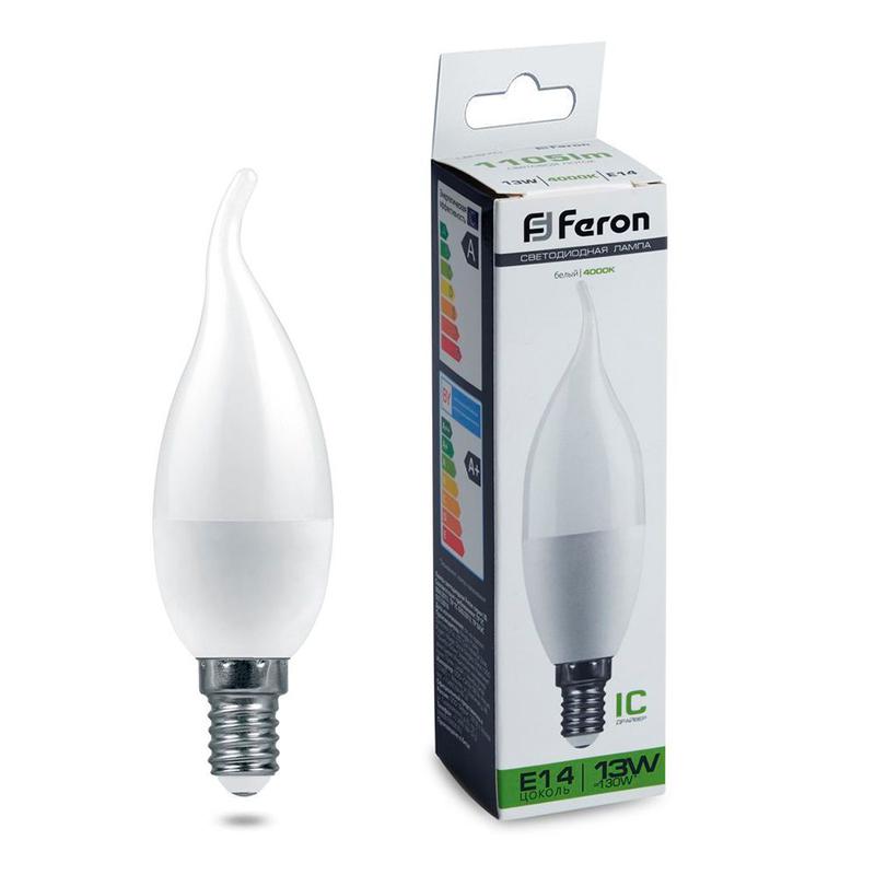Лампа светодиодная 13Вт 230В E14 4000К С37T LB-970 FERON 38113