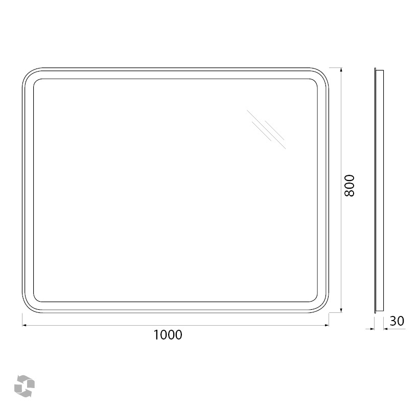 Зеркало BelBagno SPC-MAR-1000-800-LED-BTN