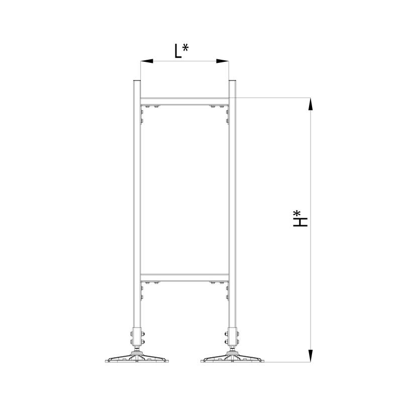 Конструкция опорная для горизонт. прямоугольн. воздуховодов и метал. лотков кабеленесущих систем TECHNORAPTOR FOOT 500х1500 HD КМ TR0294