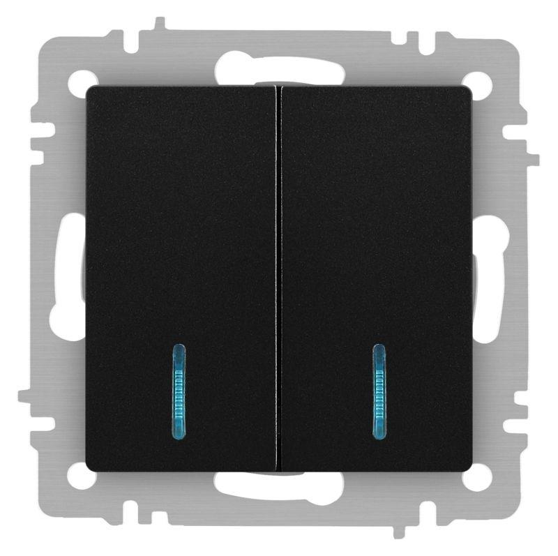 Выключатель 2-кл. СП Accent 6-105-05 10А IP20 250В с подсветкой AL/CU антрацит Intro Б0063516