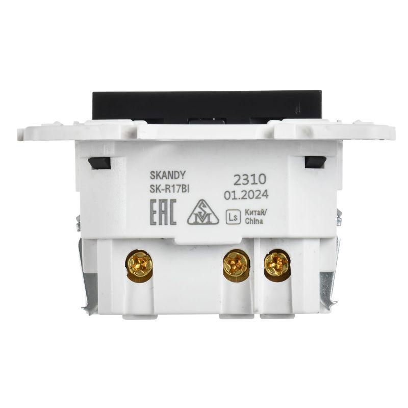 Розетка SKANDY 18Вт 16А с заземл. защ. шторки с USB C SK-R17Bl черн. IEK SK-R14-16-U14-018-K02