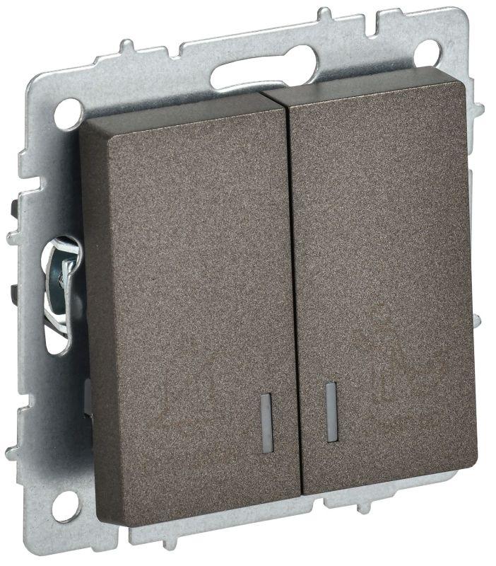Выключатель 2-кл. BRITE 10А ВС10-2-9-БрТБ для отелей с индик. механизм бронза IEK BR-V20-2-10-K45