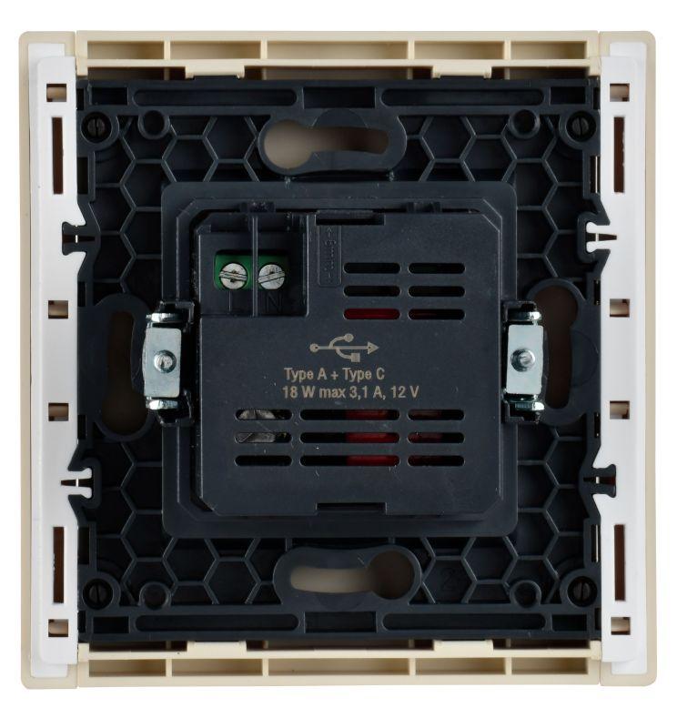 Розетка USB A+C 18Вт FORTE&PIANO FP451 ваниль IEK FP-U22-018-K10