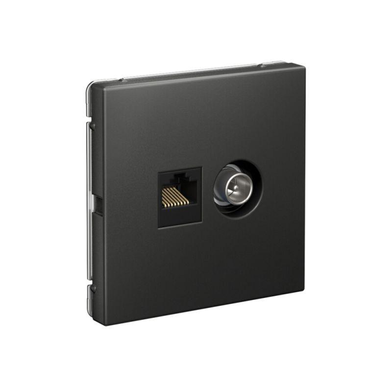 Розетка компьютерная + телевизионная 2-м ArtGallery RJ45 + TV кат.5E базальт SE GAL001489