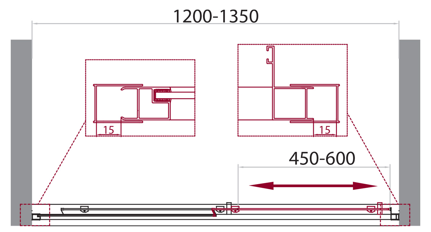 Душевая дверь BelBagno UNIQUE-BF-1-120/135-C-Cr